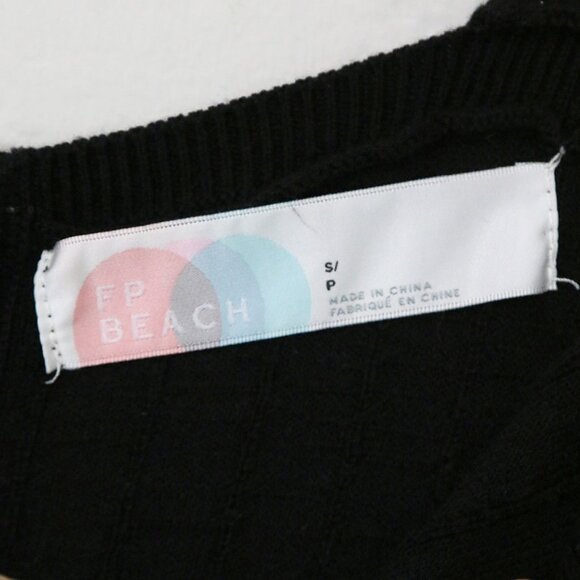 Free People FP Beach Short And Sweet Mini Dress S Black Button Back Soft Comfy - Picture 6 of 14